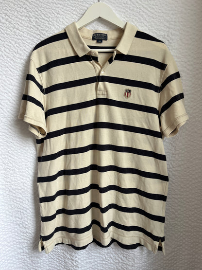 Ralph Lauren MFG. Vintage-Poloshirt in beige/blau gestreift, oversize