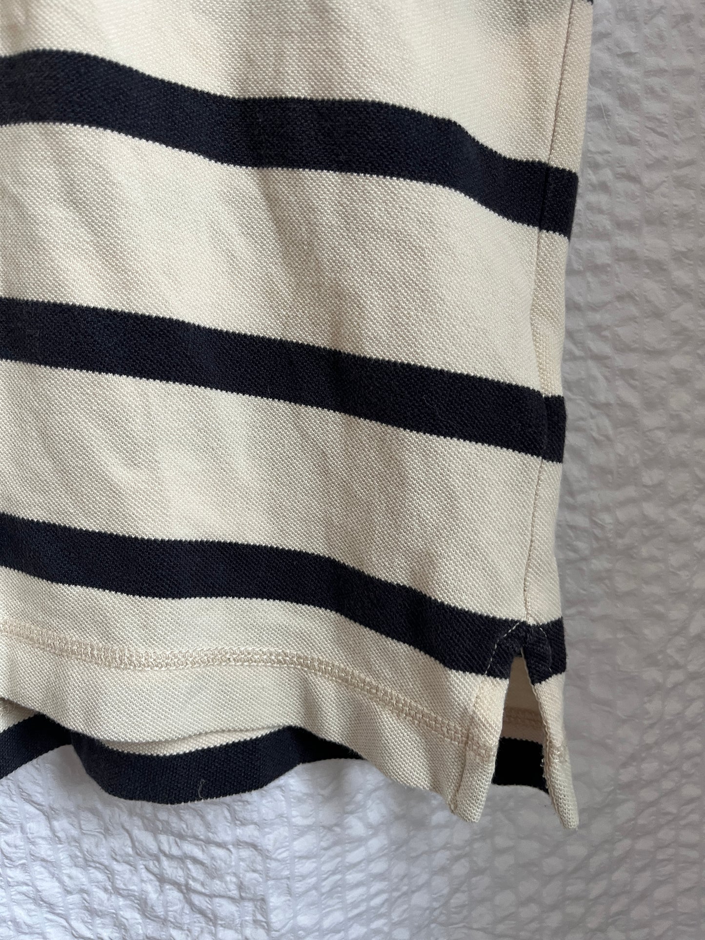 Ralph Lauren MFG. Vintage-Poloshirt in beige/blau gestreift, oversize