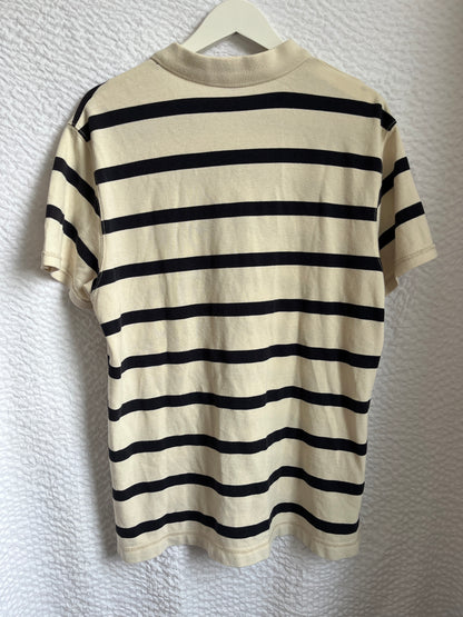 Ralph Lauren MFG. Vintage-Poloshirt in beige/blau gestreift, oversize