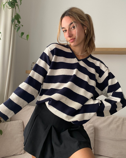 Vintage JOOP! Strickpullover, Blockstreifen marine/matrose, S, M, L