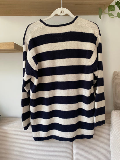 Vintage JOOP! Strickpullover, Blockstreifen marine/matrose, S, M, L