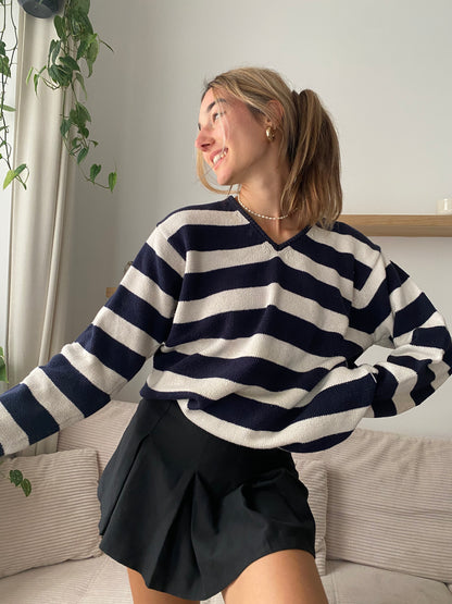 Vintage JOOP! Strickpullover, Blockstreifen marine/matrose, S, M, L