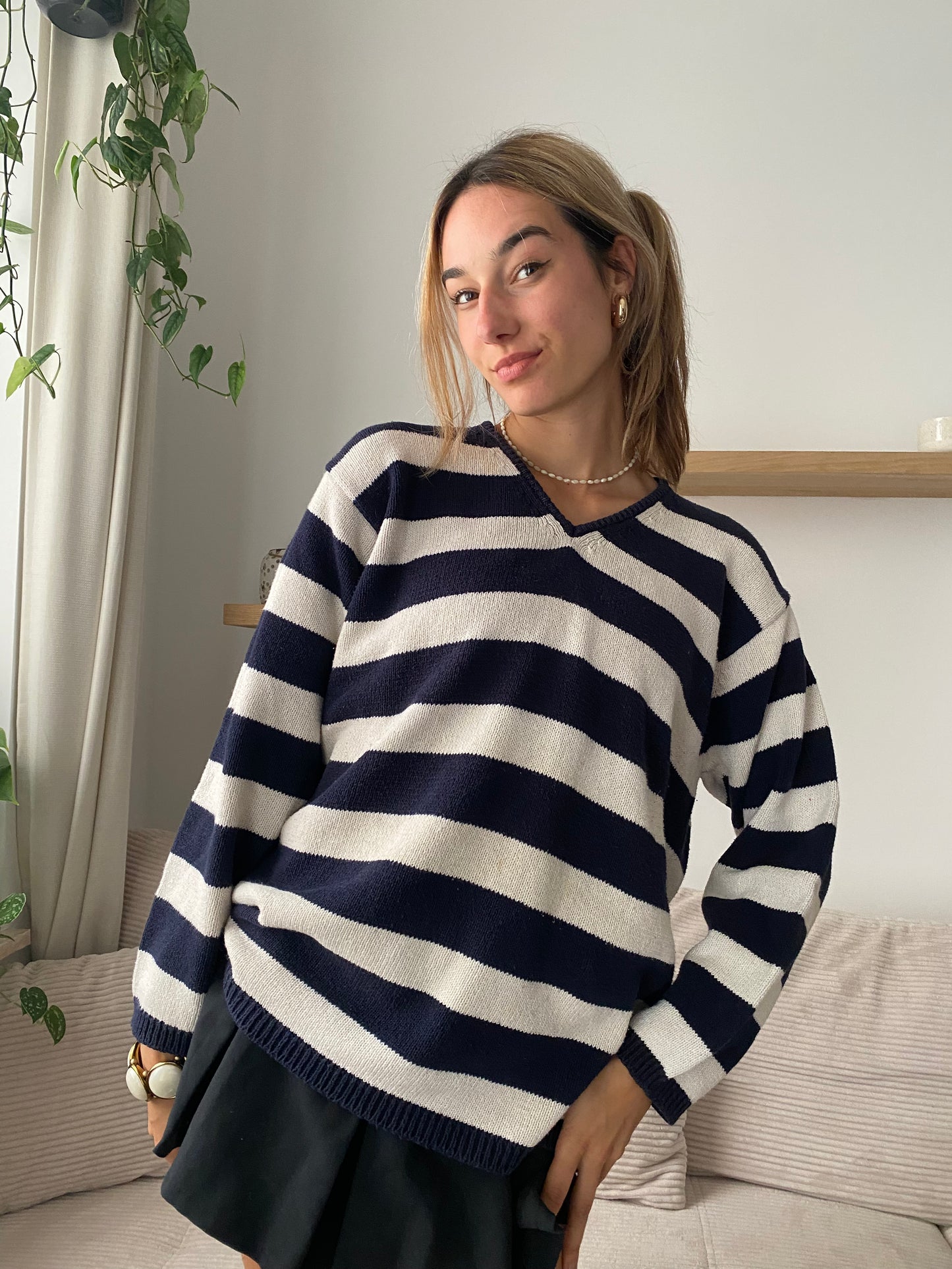 Vintage JOOP! Strickpullover, Blockstreifen marine/matrose, S, M, L