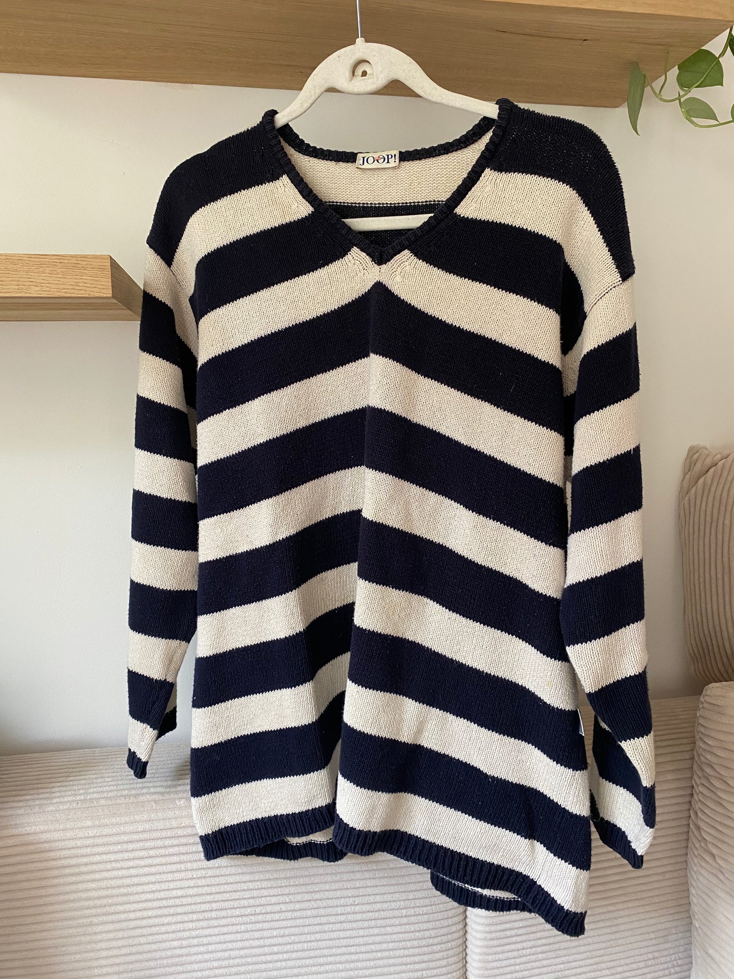 Vintage JOOP! Strickpullover, Blockstreifen marine/matrose, S, M, L