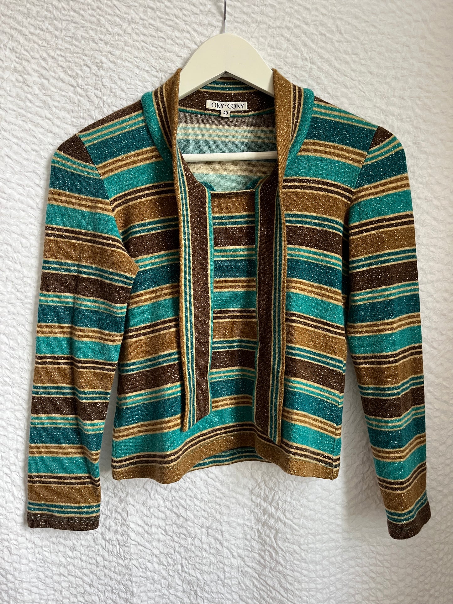 Retro OKY-COKY Schluppen 3/4 Arm Longsleeve, gestreift, S - M