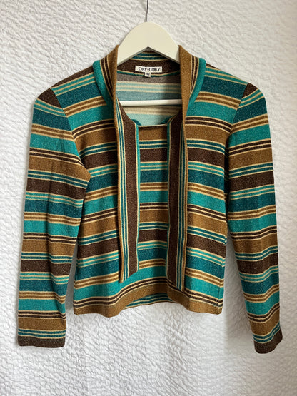 Retro OKY-COKY Schluppen 3/4 Arm Longsleeve, gestreift, S - M