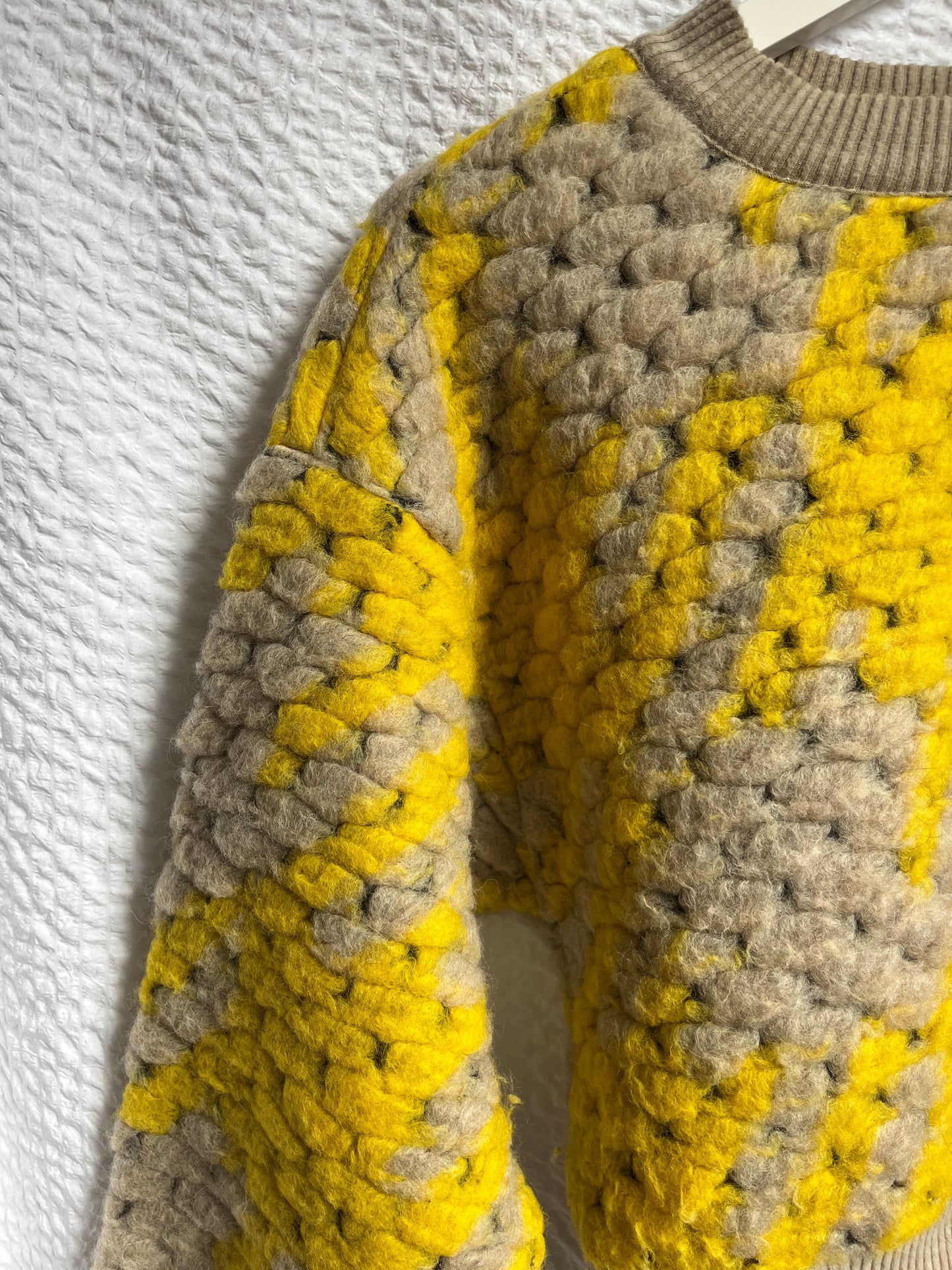 Sfera Chunky Knit Wollpullover Grobstrick, gelb-beige, S