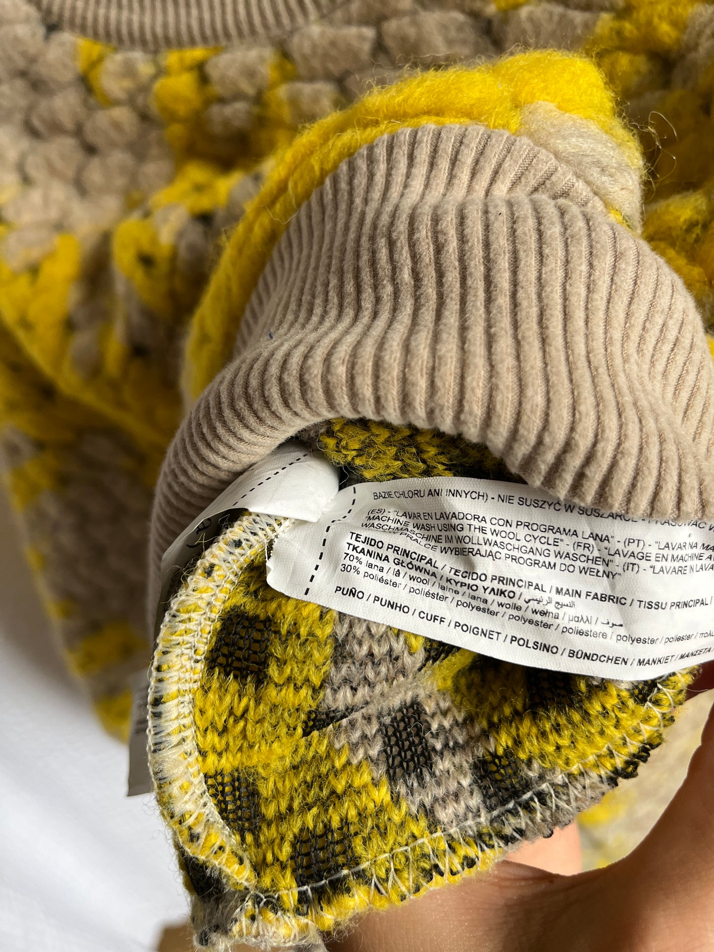 Sfera Chunky Knit Wollpullover Grobstrick, gelb-beige, S