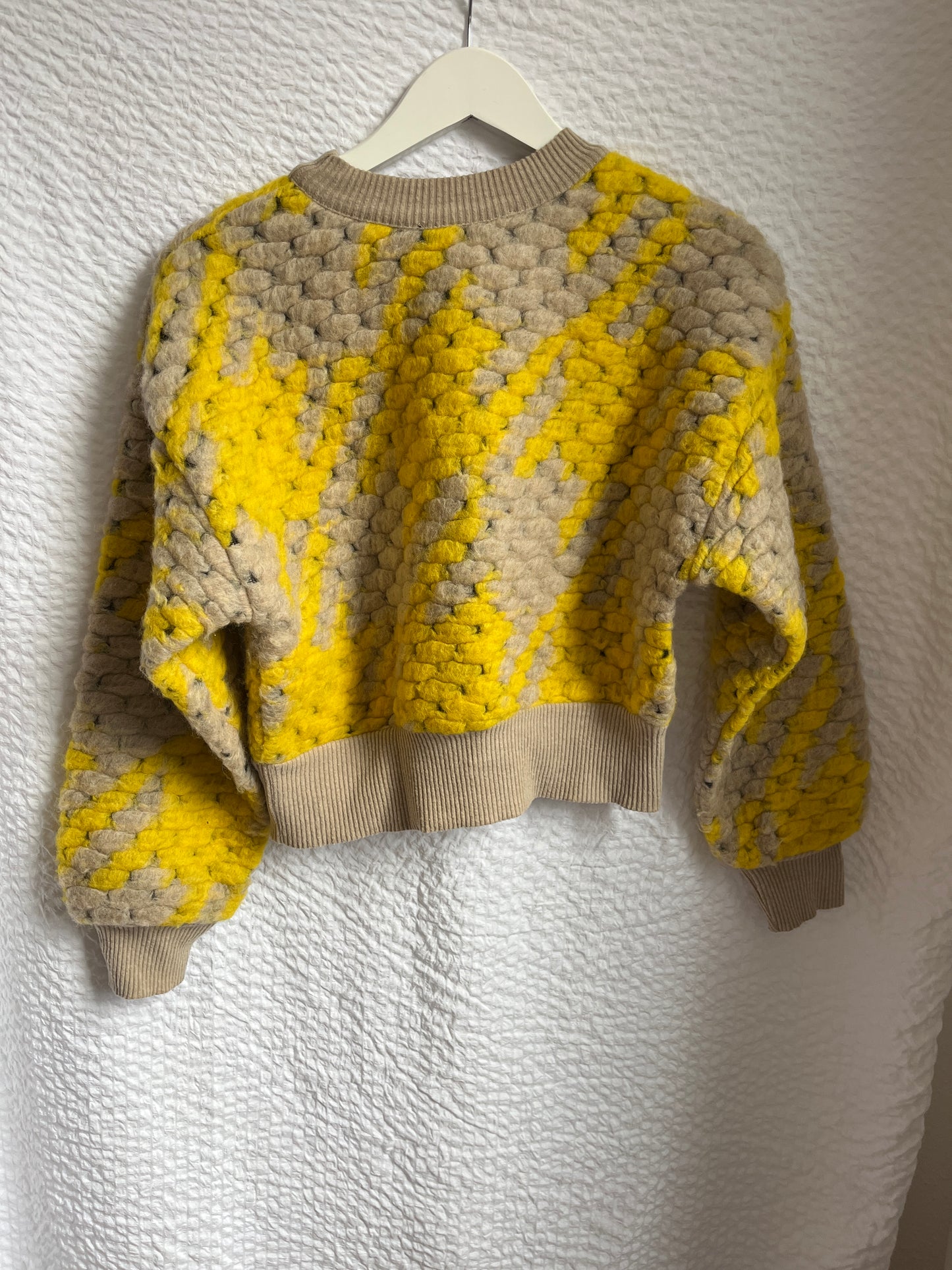 Sfera Chunky Knit Wollpullover Grobstrick, gelb-beige, S