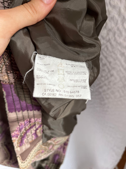 Rare Vintage Blouson Jacke, Alia, Paisley Muster in lila-khaki, S