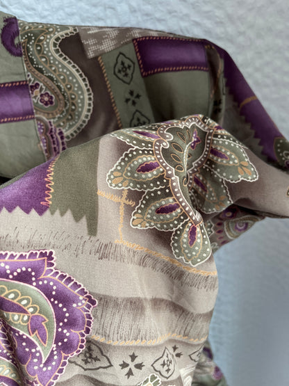 Rare Vintage Blouson Jacke, Alia, Paisley Muster in lila-khaki, S