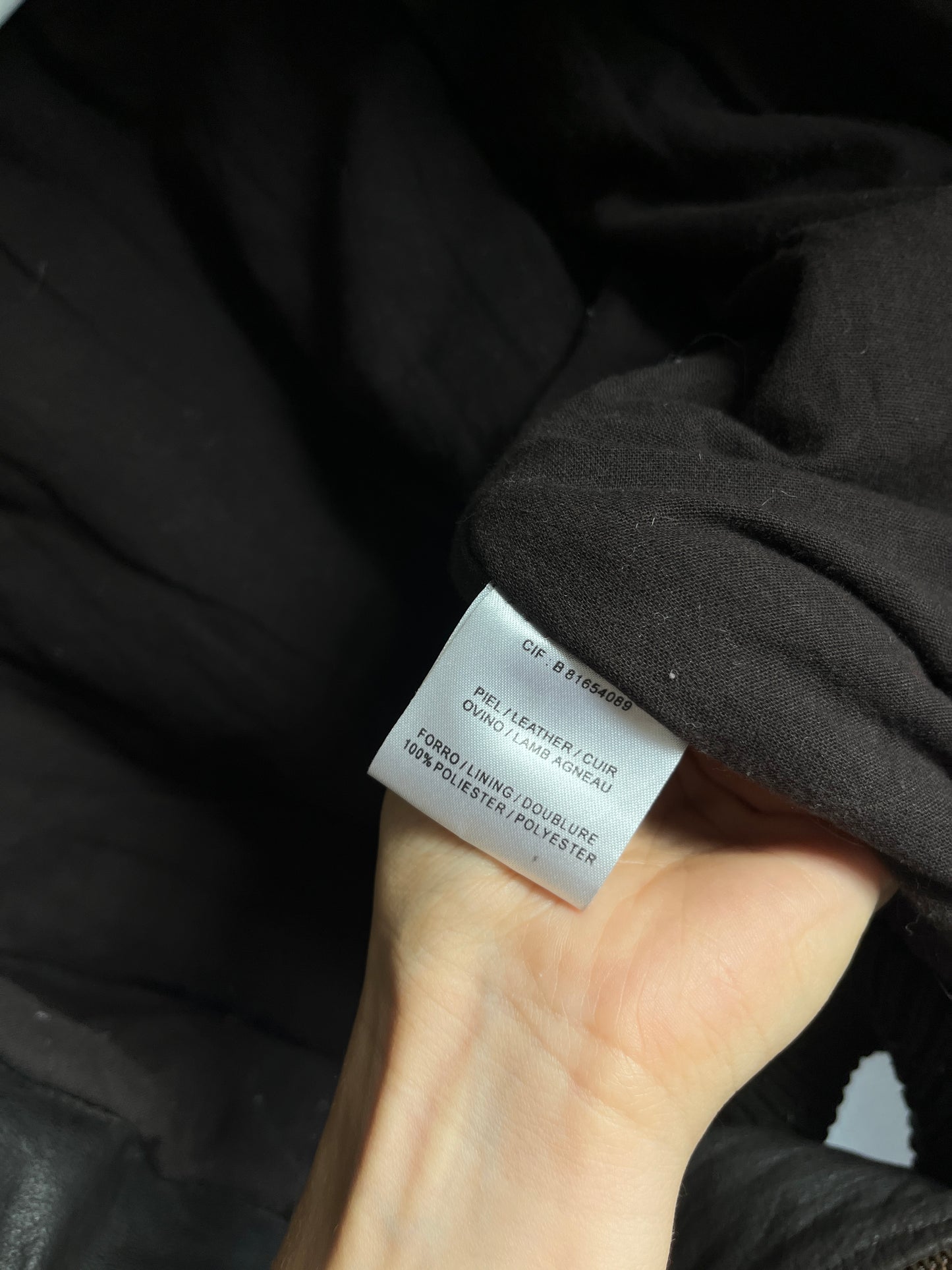 Echtlederjacke Pilotenstil, Lammleder dunkelbraun mit Rippstrick, S-M