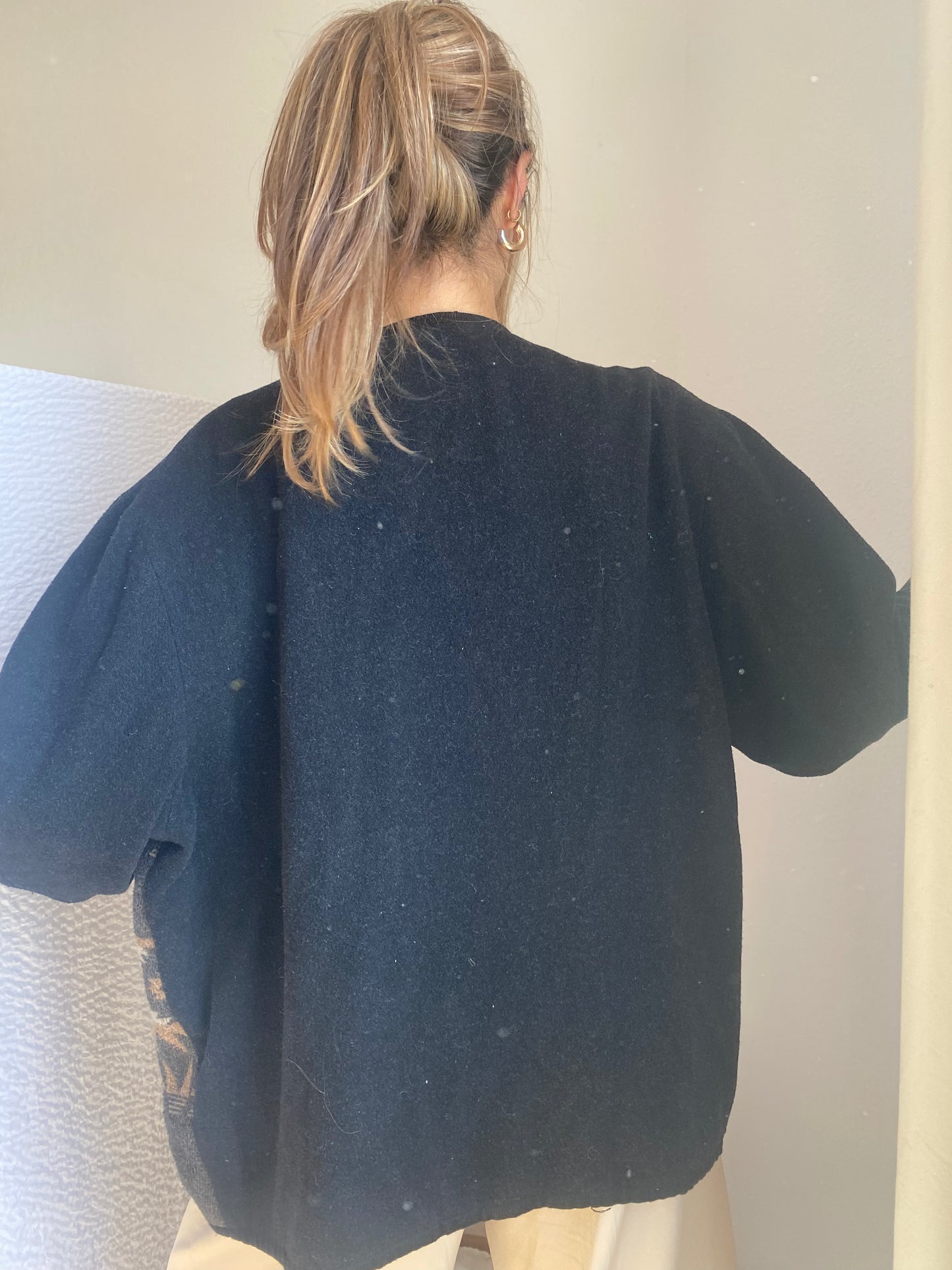 Vintage Ethno Wollmischung Blouson-Jacke in braun-grau, S-L