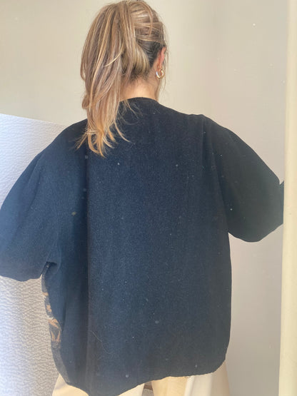 Vintage Ethno Wollmischung Blouson-Jacke in braun-grau, S-L