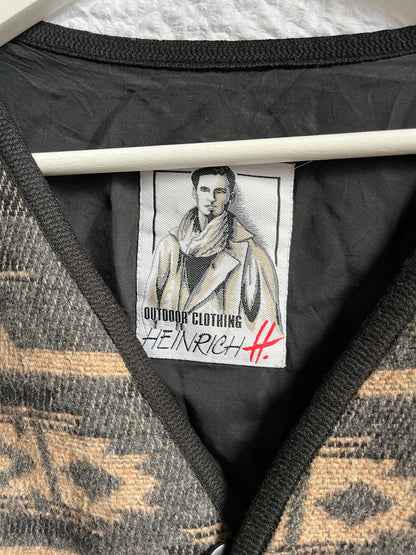 Vintage Ethno Wollmischung Blouson-Jacke in braun-grau, S-L