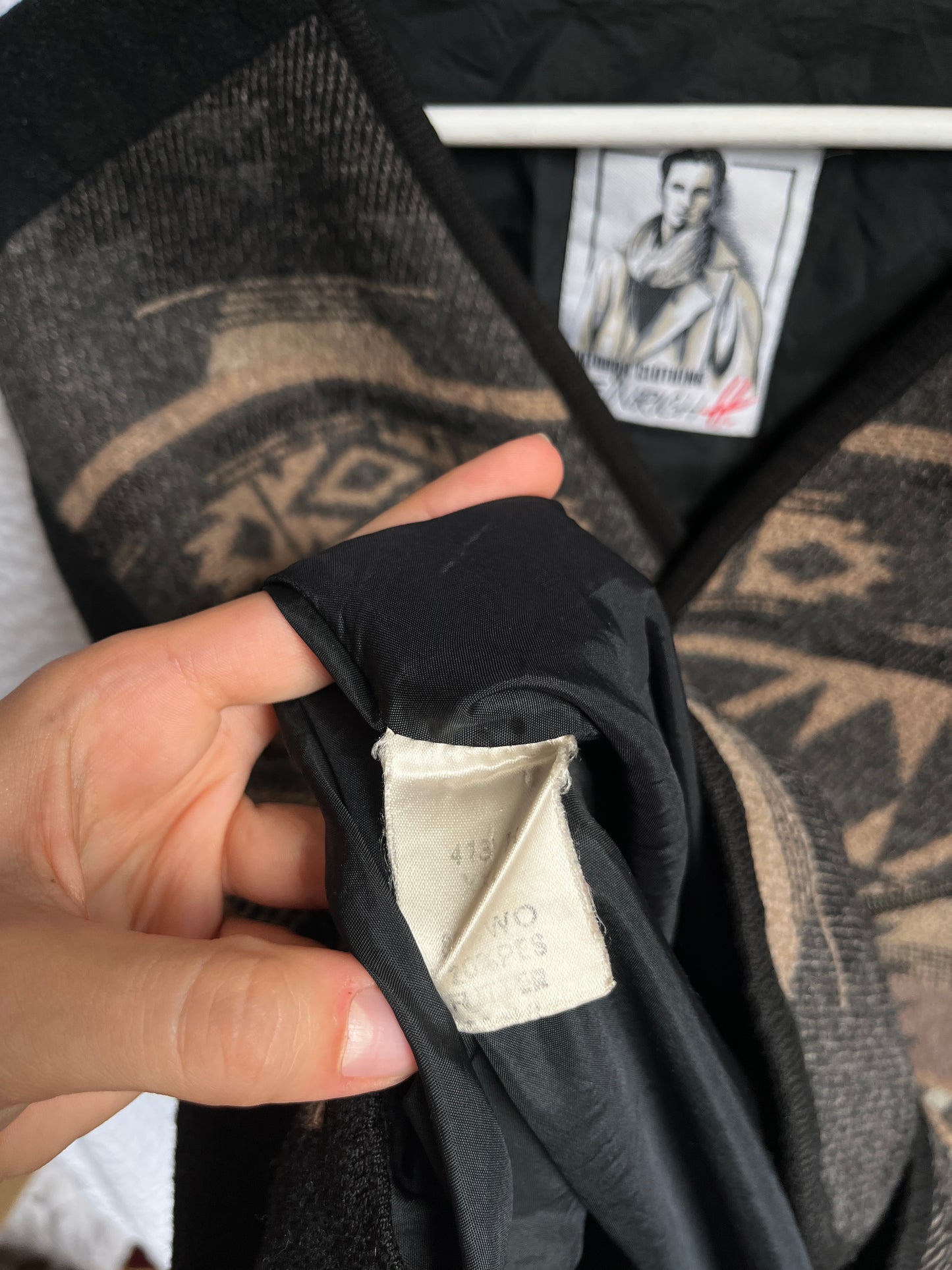 Vintage Ethno Wollmischung Blouson-Jacke in braun-grau, S-L