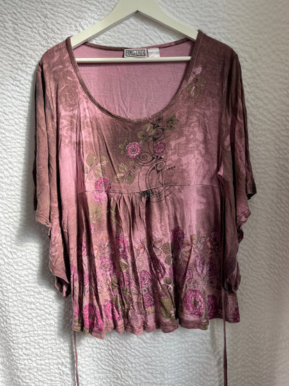 Vintage Fairy Tunika in lila-rosa, Schnürung, Viskose, S, M, L