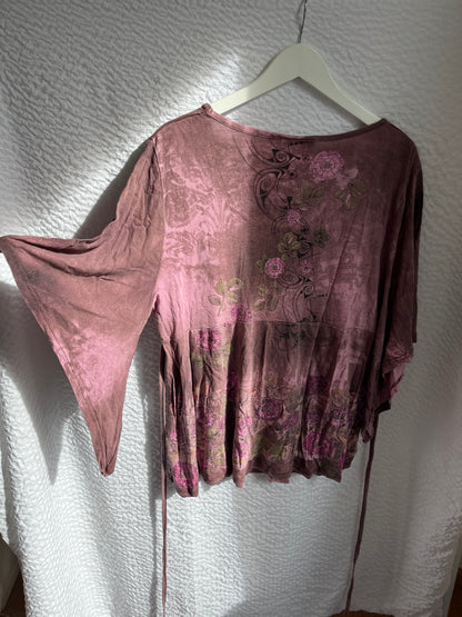 Vintage Fairy Tunika in lila-rosa, Schnürung, Viskose, S, M, L