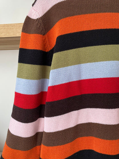 Gestreifter Retro Rollkragenpullover bunt, Blockstreifen, S-L