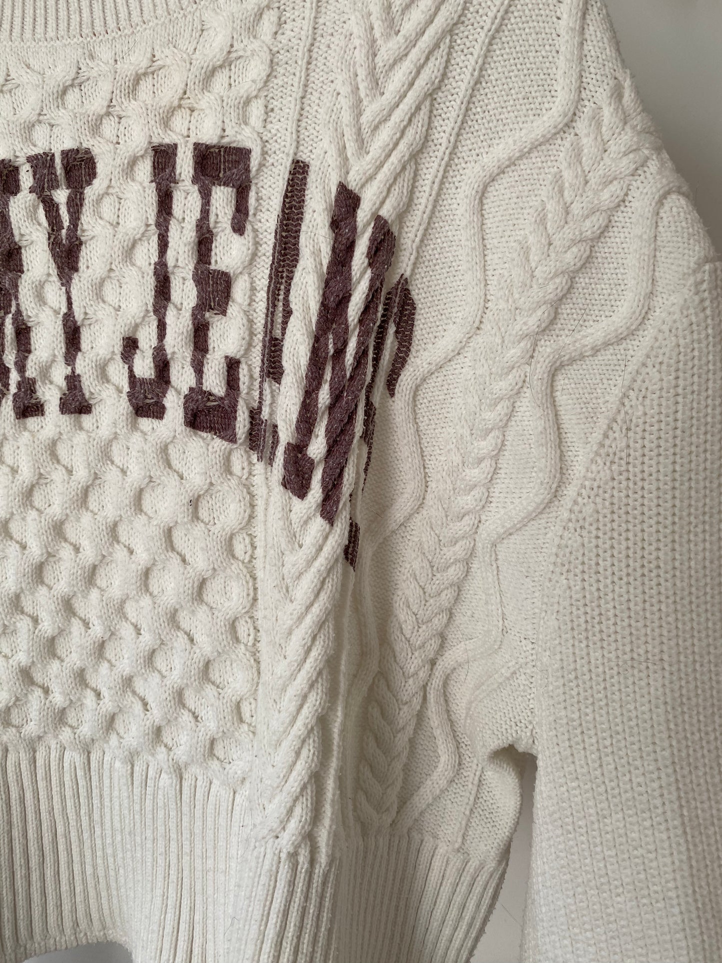 Tommy Hilfiger weißer Rollkragenpullover Grobstrick, cropped, S