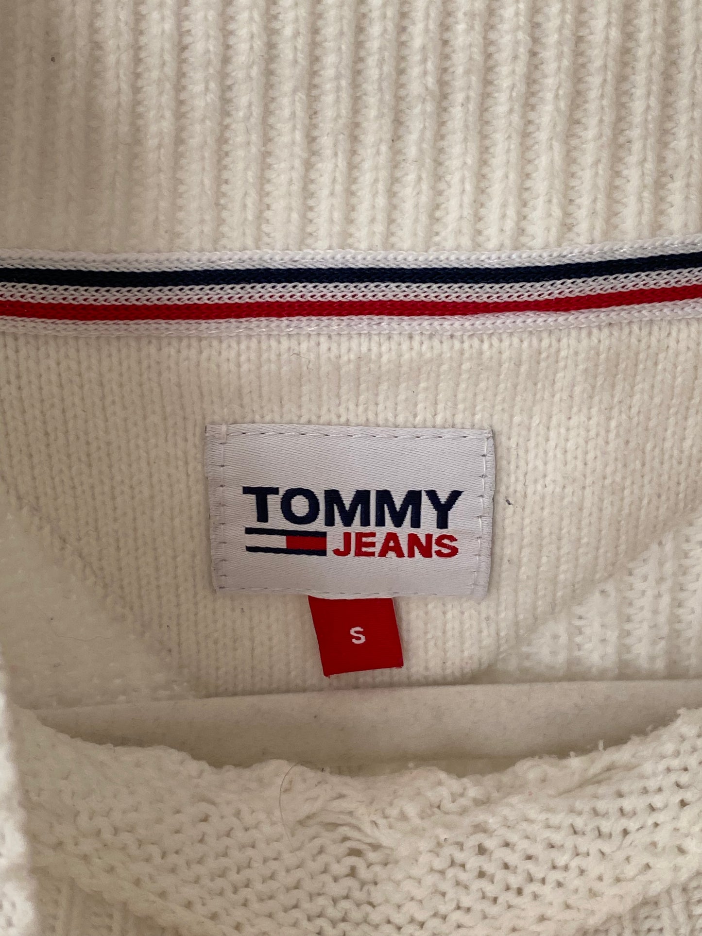 Tommy Hilfiger weißer Rollkragenpullover Grobstrick, cropped, S