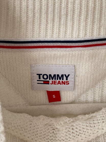 Tommy Hilfiger weißer Rollkragenpullover Grobstrick, cropped, S