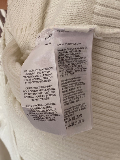 Tommy Hilfiger weißer Rollkragenpullover Grobstrick, cropped, S