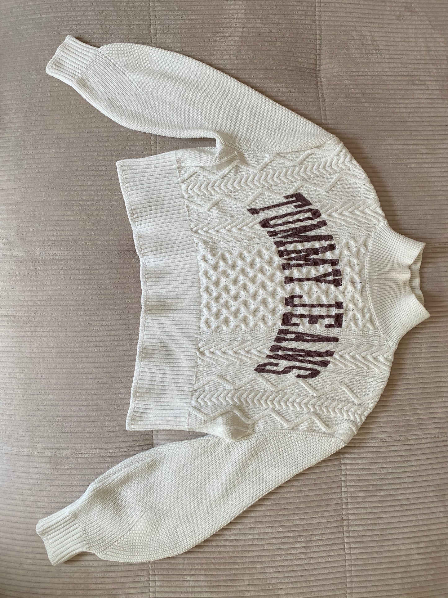 Tommy Hilfiger weißer Rollkragenpullover Grobstrick, cropped, S