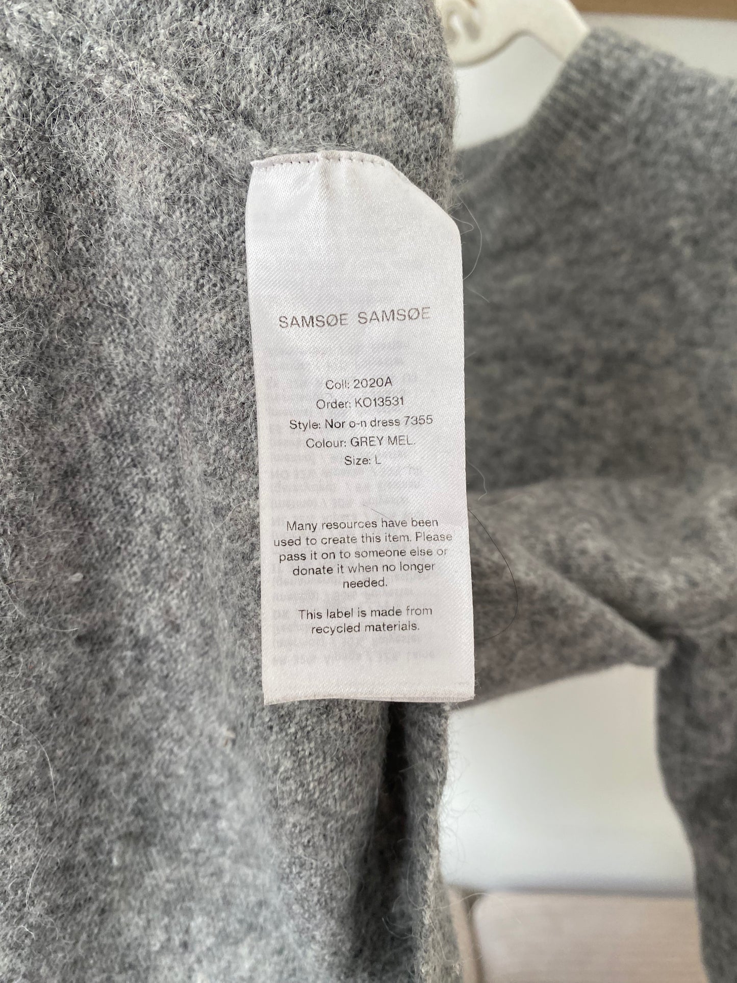 Samsøe Samsøe Nor Strickpullover, hellgrau, Alpaka Merinowolle, L