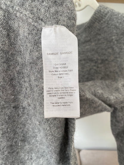 Samsøe Samsøe Nor Strickpullover, hellgrau, Alpaka Merinowolle, L