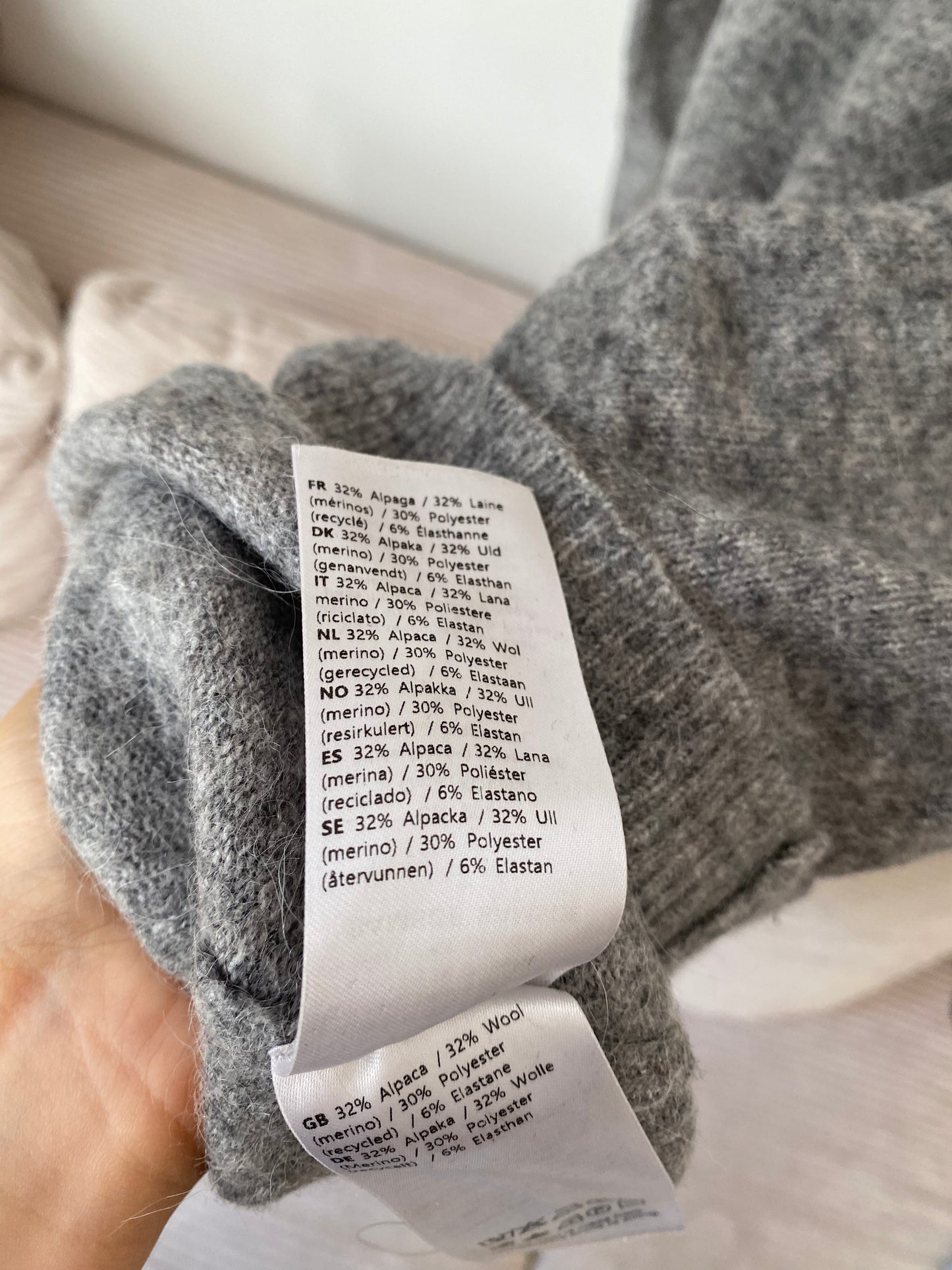 Samsøe Samsøe Nor Strickpullover, hellgrau, Alpaka Merinowolle, L