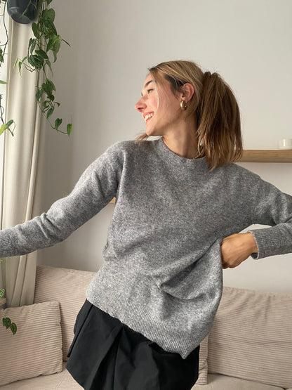 Samsøe Samsøe Nor Strickpullover, hellgrau, Alpaka Merinowolle, L