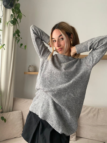 Samsøe Samsøe Nor Strickpullover, hellgrau, Alpaka Merinowolle, L