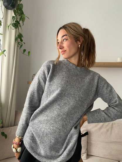 Samsøe Samsøe Nor Strickpullover, hellgrau, Alpaka Merinowolle, L