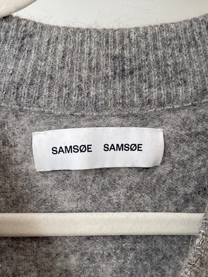 Samsøe Samsøe Nor Strickpullover, hellgrau, Alpaka Merinowolle, L