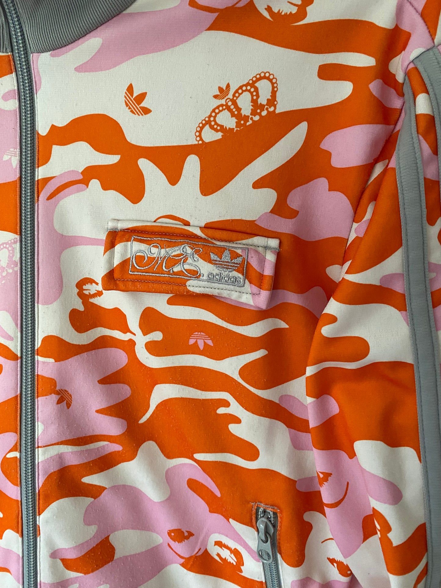 Vintage Adidas Missy Elliot Trackjacket 2005 rosa orange weiß, S-M