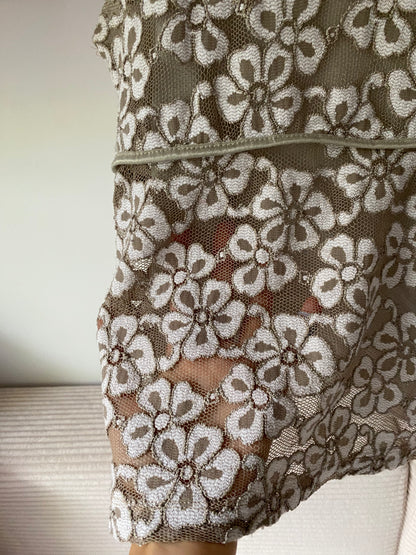 Spitzenbesetztes Cami in beige khaki, Stretch-Top, M