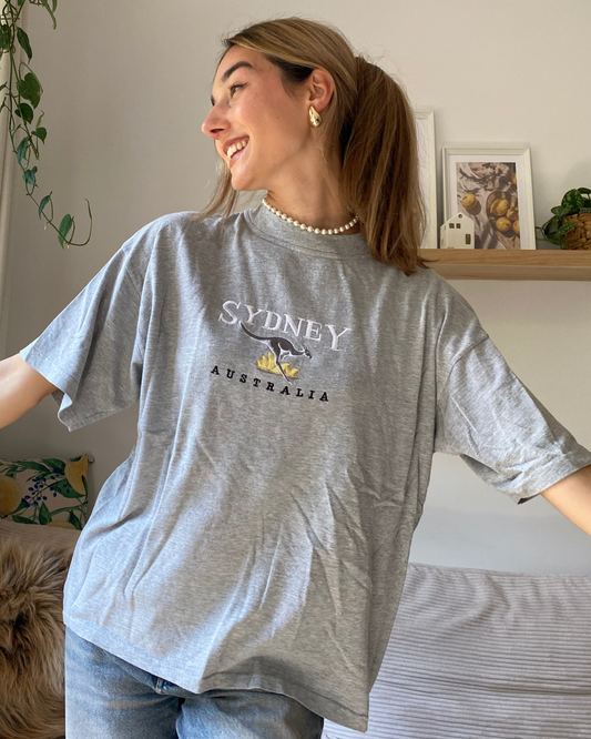 Vintage early 90s Kangaroo Australia T-Shirt hellgrau, S,M,L