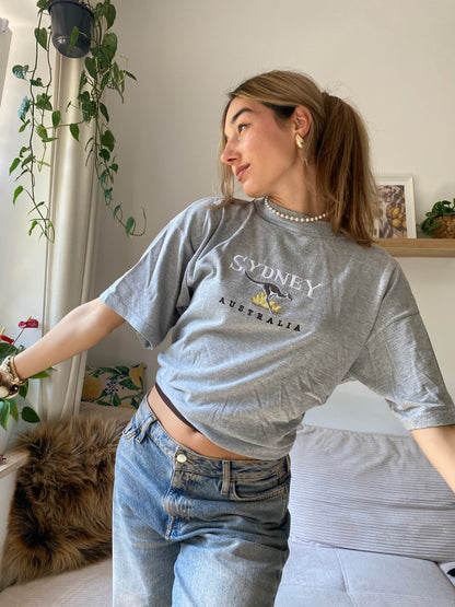 Vintage early 90s Kangaroo Australia T-Shirt hellgrau, S,M,L