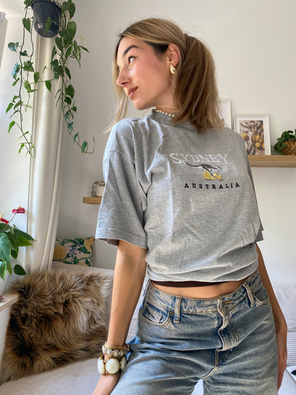 Vintage early 90s Kangaroo Australia T-Shirt hellgrau, S,M,L