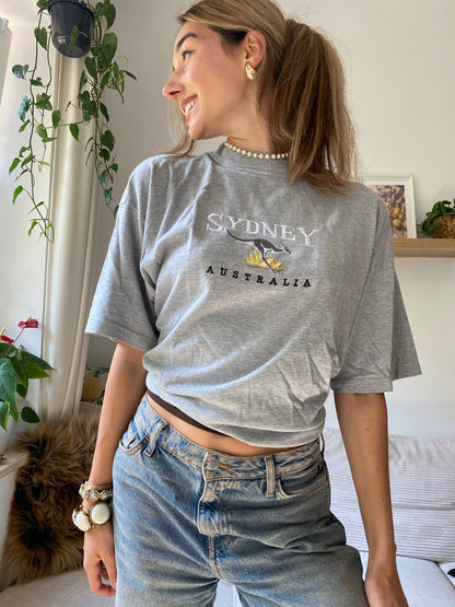 Vintage early 90s Kangaroo Australia T-Shirt hellgrau, S,M,L