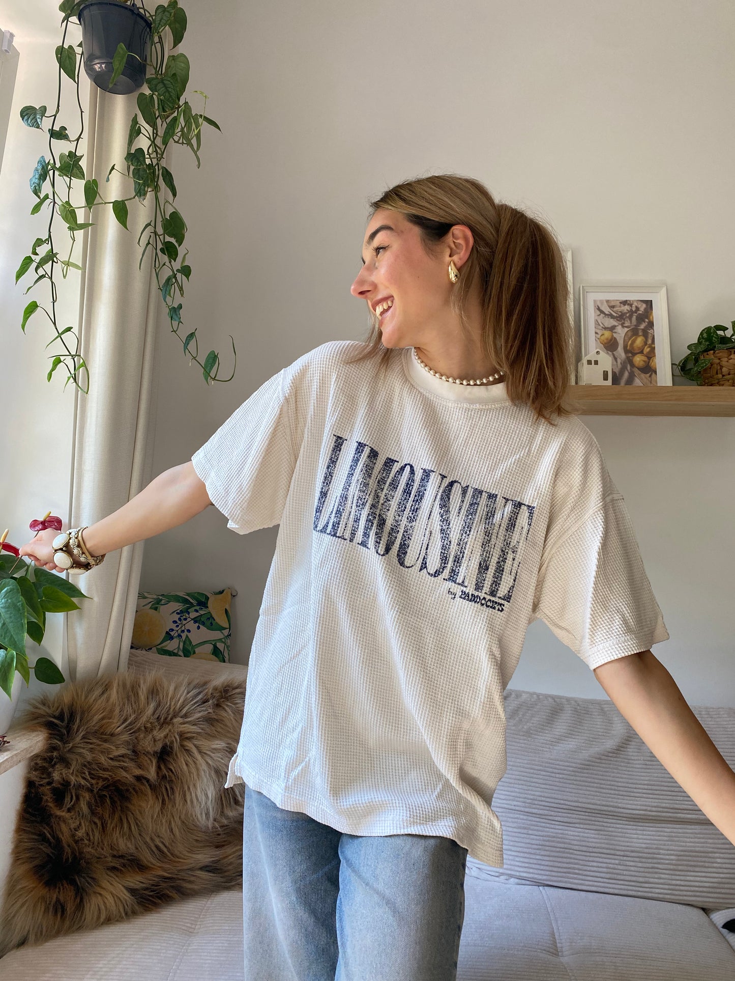 Paddocks oversize T-Shirt, creme, strukturierter Stoff, S - XL