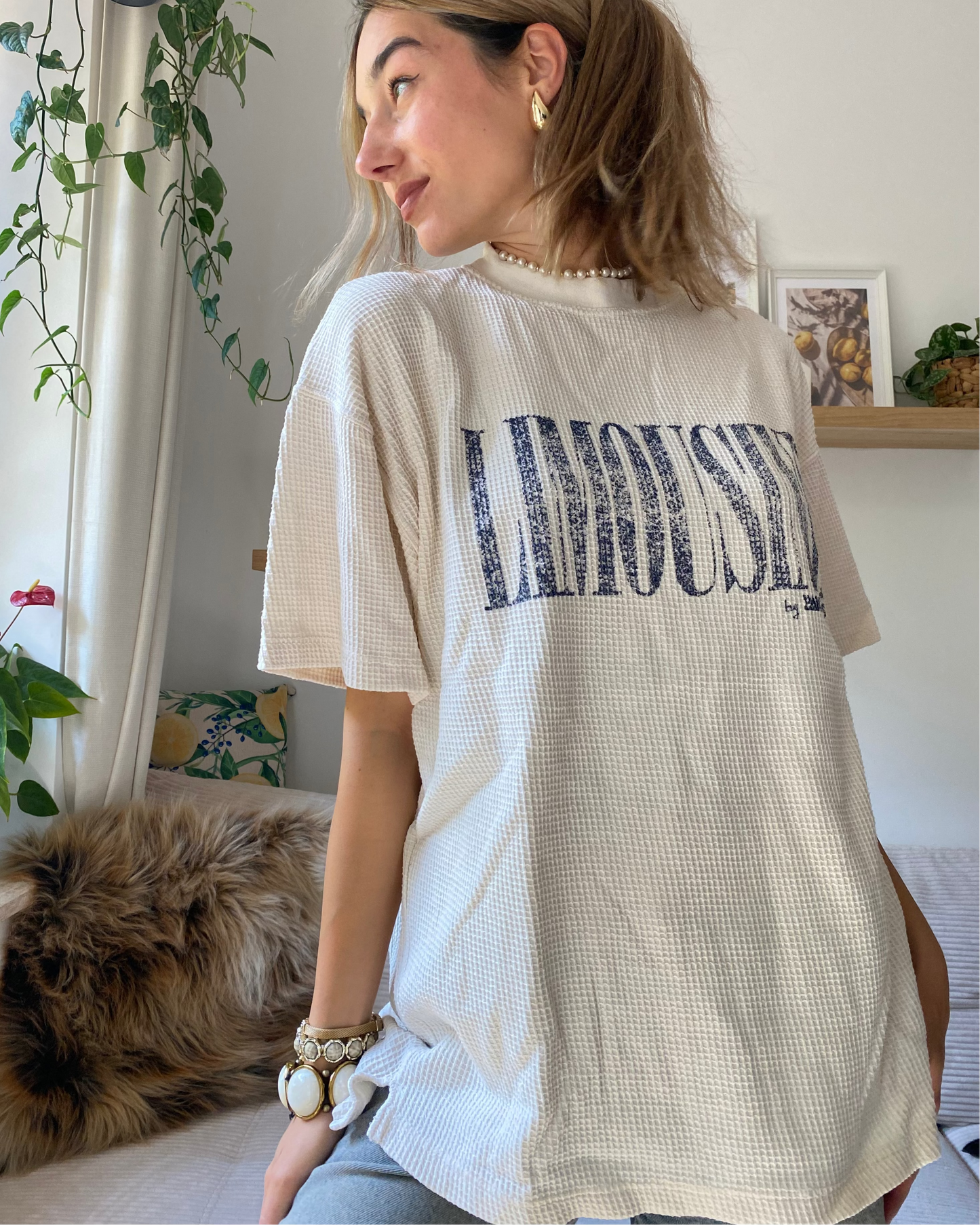 Paddocks oversize T-Shirt, creme, strukturierter Stoff, S - XL