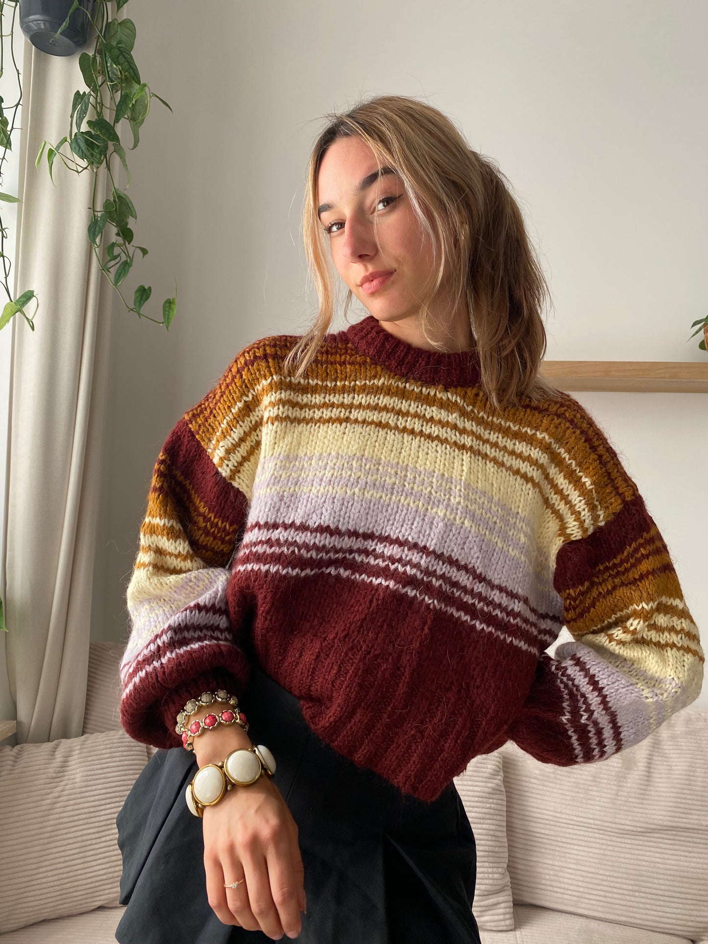 Knit Jumper von Zara, Grobstrick mit Streifen, S