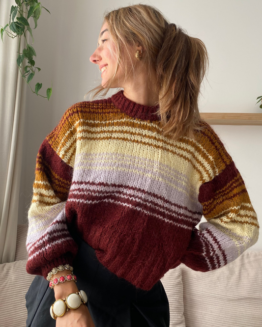 Knit Jumper von Zara, Grobstrick mit Streifen, S