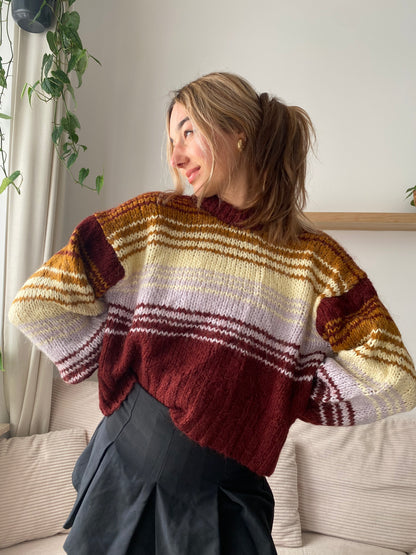 Knit Jumper von Zara, Grobstrick mit Streifen, S