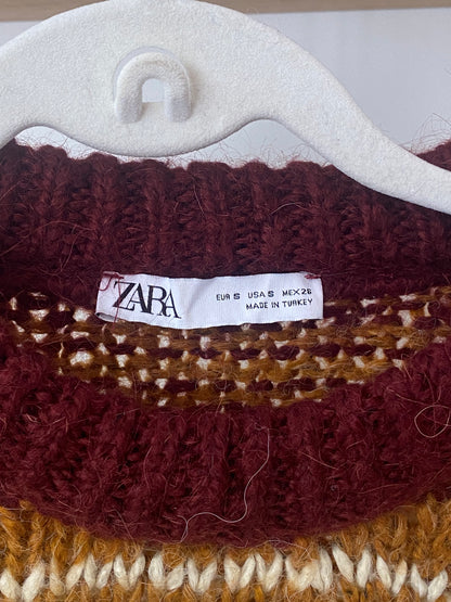 Knit Jumper von Zara, Grobstrick mit Streifen, S
