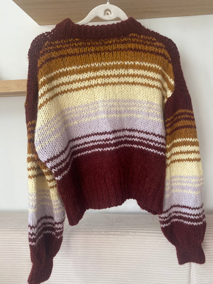 Knit Jumper von Zara, Grobstrick mit Streifen, S