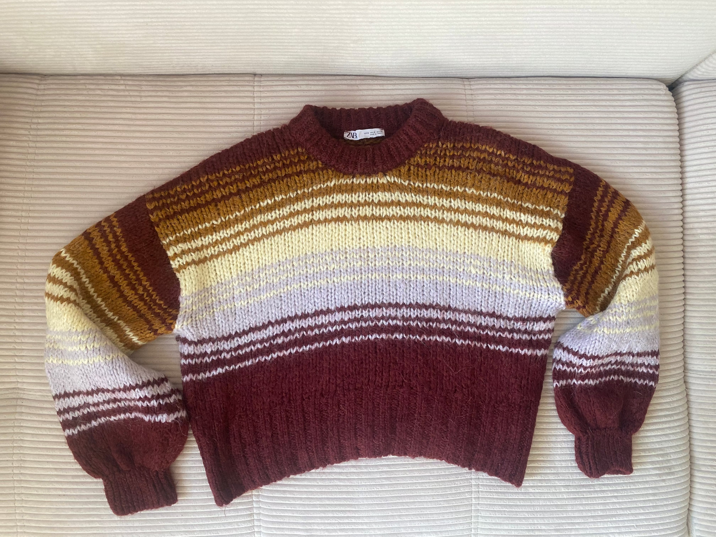 Knit Jumper von Zara, Grobstrick mit Streifen, S