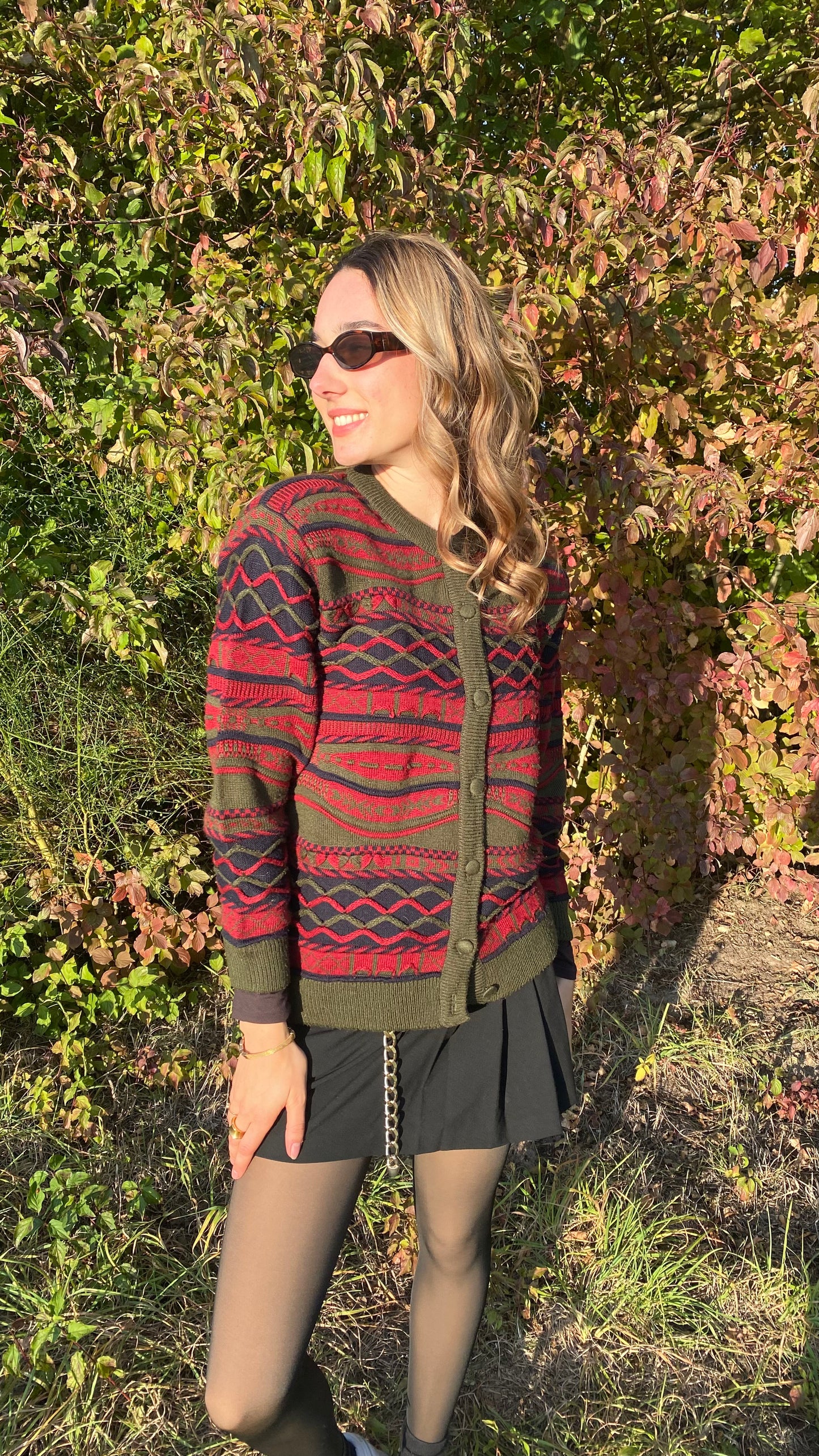 Vintage 3D Knit La Dame Australia Wollmix Cardigan, S, M